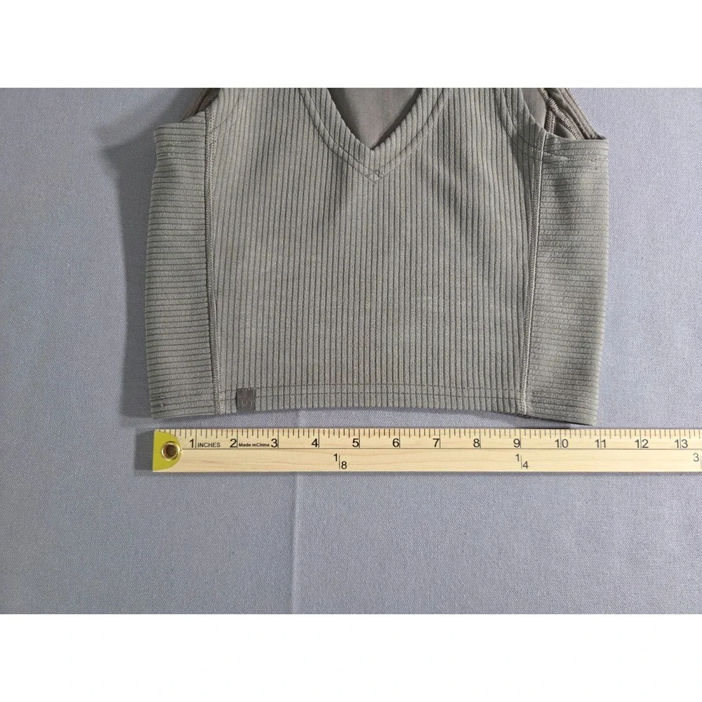 Lululemon Cropped Tank Top Womens 0 Green Ribbed Softstreme Comfort Shirt Lounge